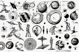 astrophysics physics mathematics computer science renaissance art minimalistic line work tattoo idea