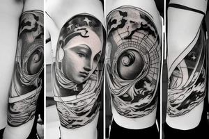 astrophysics renaissance art minimalistic line work tattoo idea