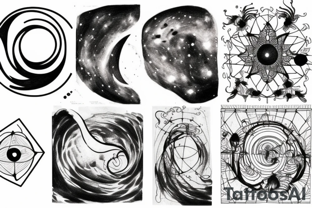 astrophysics renaissance art minimalistic line work tattoo idea