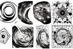 astrophysics renaissance art minimalistic line work tattoo idea