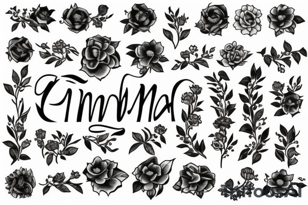 The name Inara with flowers tattoo idea