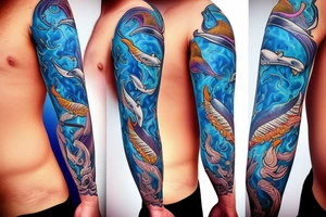 Angry Dolphin with blue fire eyes tattoo idea
