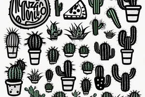 Cactus with pizza no the side tattoo idea