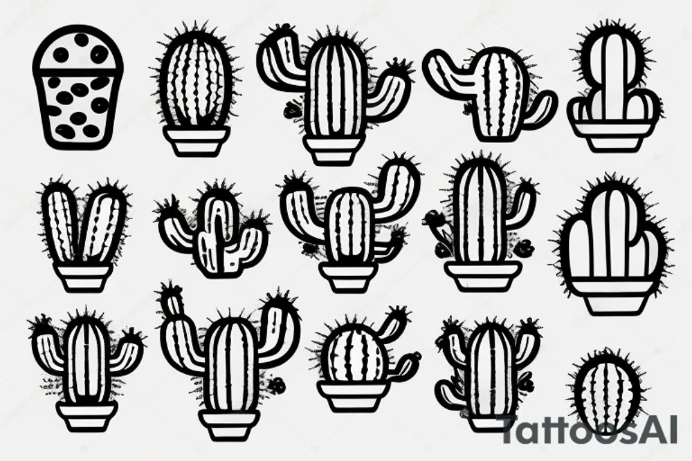 Cactus with pizza on top tattoo idea