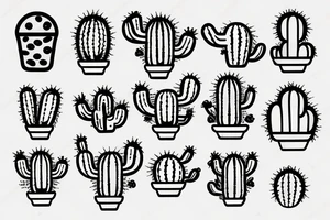 Cactus with pizza on top tattoo idea