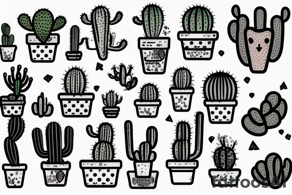 Cactus with pizza on top tattoo idea