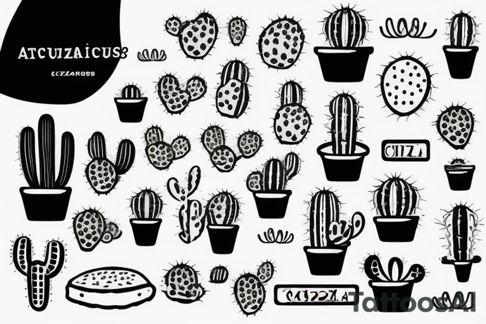 Cactus with pizza on top tattoo idea