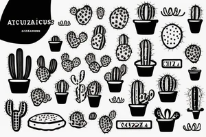 Cactus with pizza on top tattoo idea