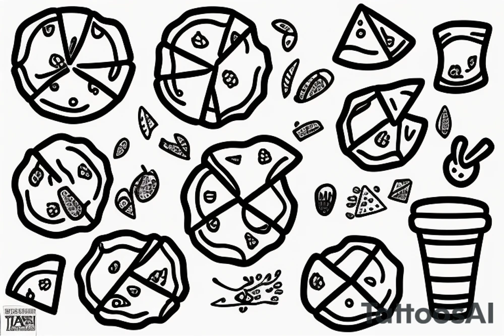 Cactus with pizza on top tattoo idea