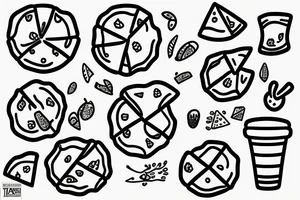 Cactus with pizza on top tattoo idea