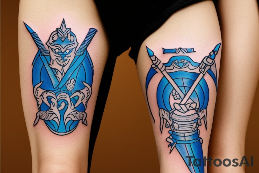 cute little she ra sword blue metal tattoo idea