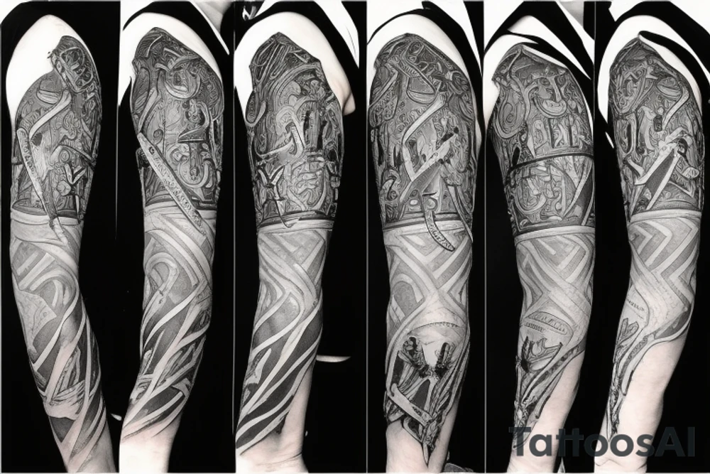 Knight holding sword tattoo idea