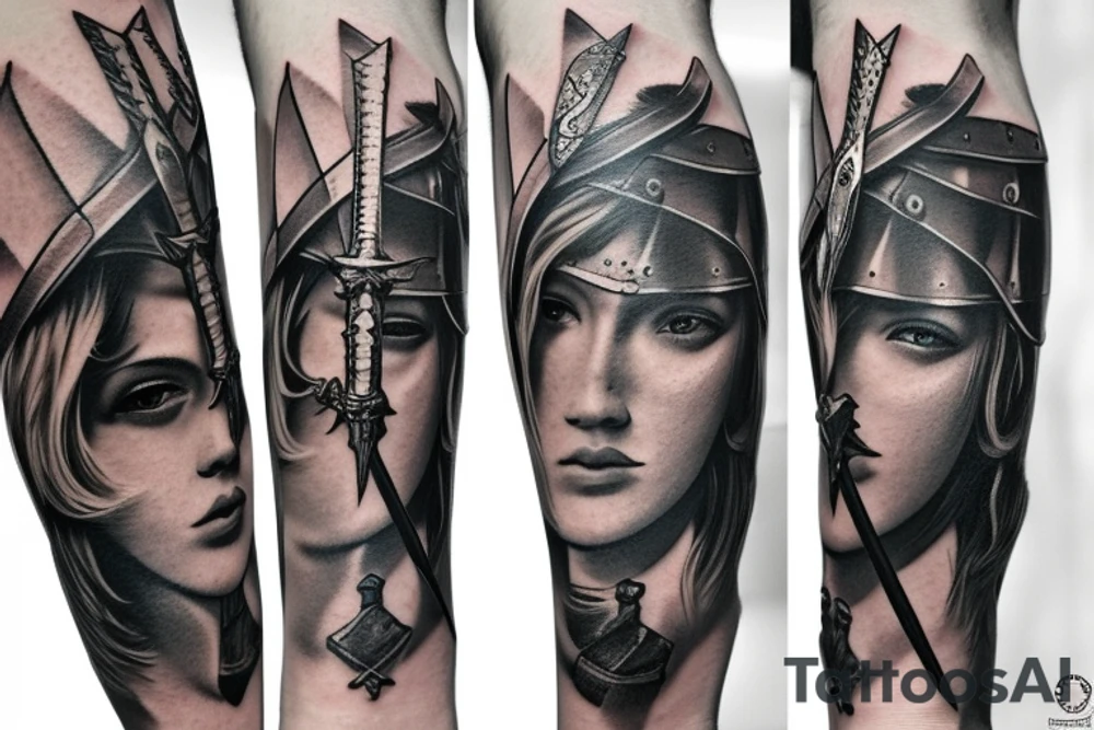 Knight holding sword tattoo idea