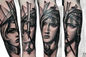 Knight holding sword tattoo idea