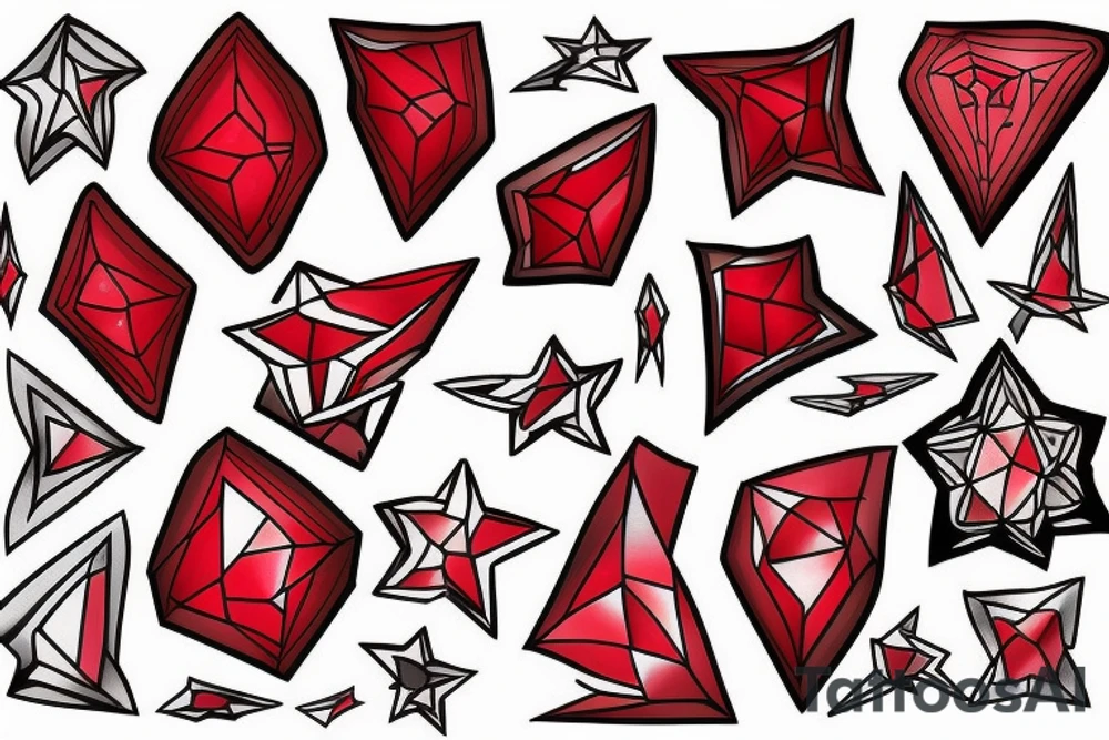 red gemstone star tattoo idea