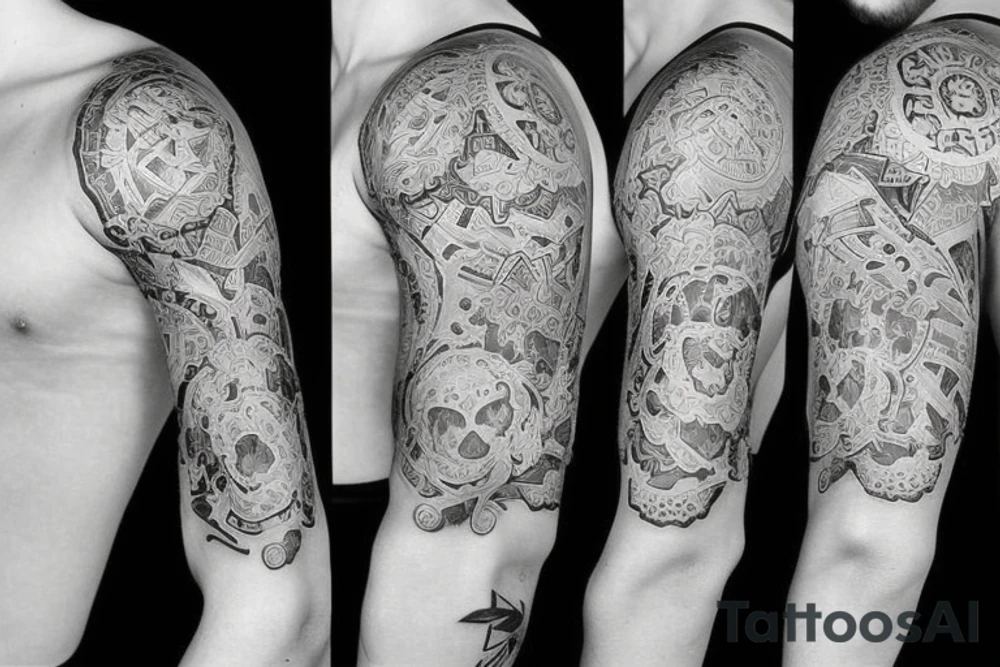 Half sleeve tattoo for April and July birthdays tattoo idea