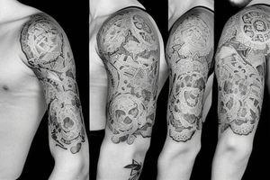 Half sleeve tattoo for April and July birthdays tattoo idea