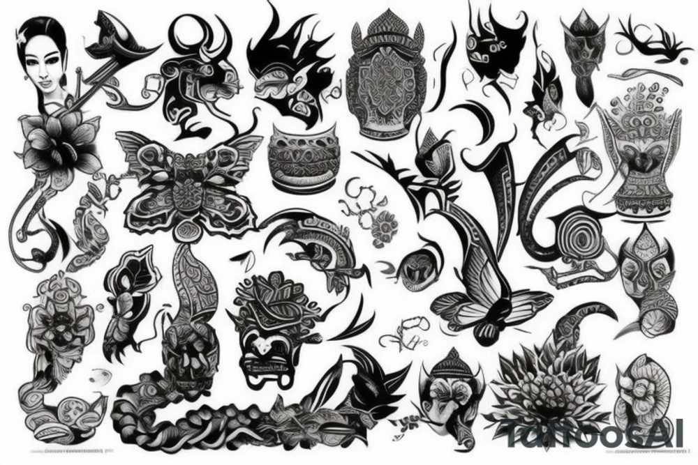 Half sleeve Thai tattoo idea