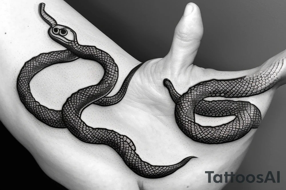 Snake wrapped around a hand mirror tattoo idea