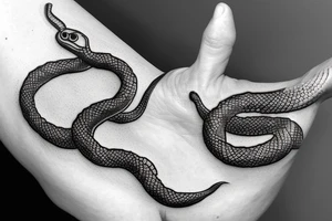 Snake wrapped around a hand mirror tattoo idea