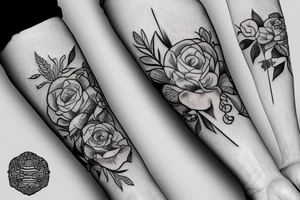 floral tatto off a band on forearm fine lines tattoo idea
