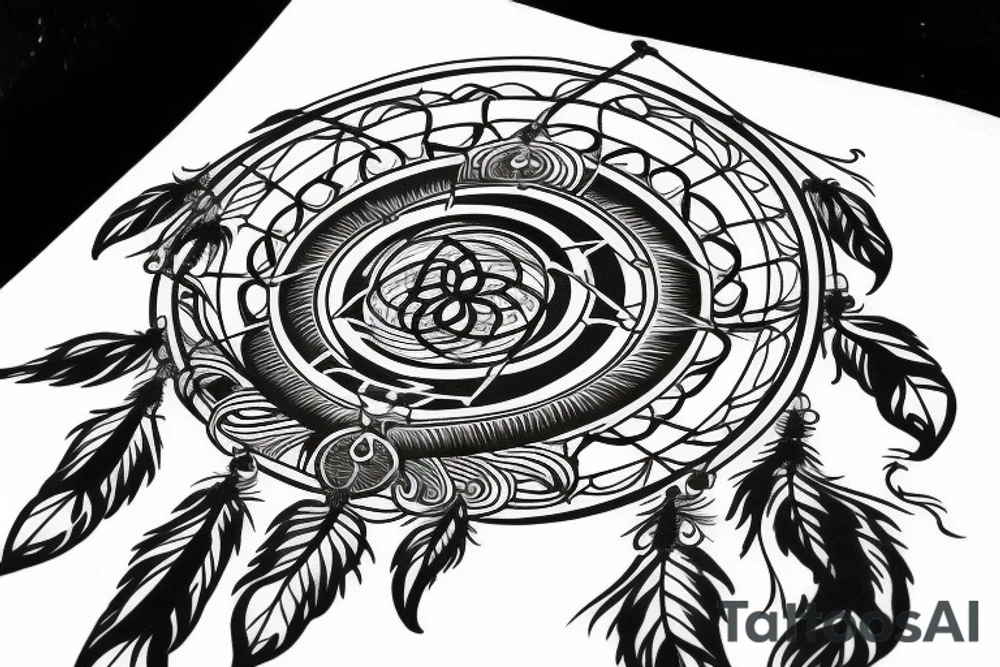 A dream catcher with yin Yang design in the middle tattoo idea