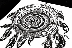 A dream catcher with yin Yang design in the middle tattoo idea