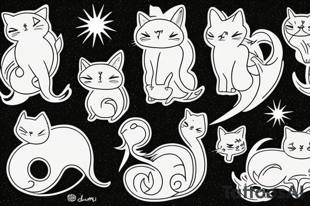 sun and moon cats tattoo idea