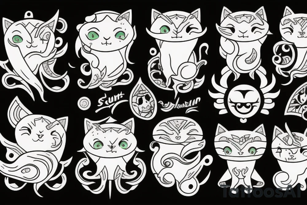 sun and moon cats tattoo idea