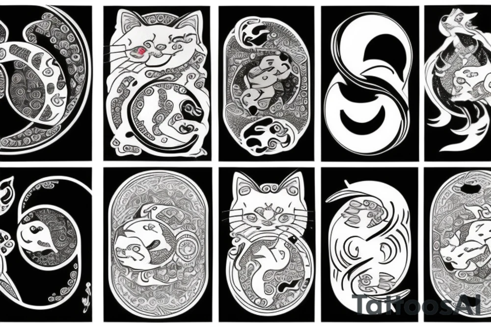yin & yang cats tattoo idea