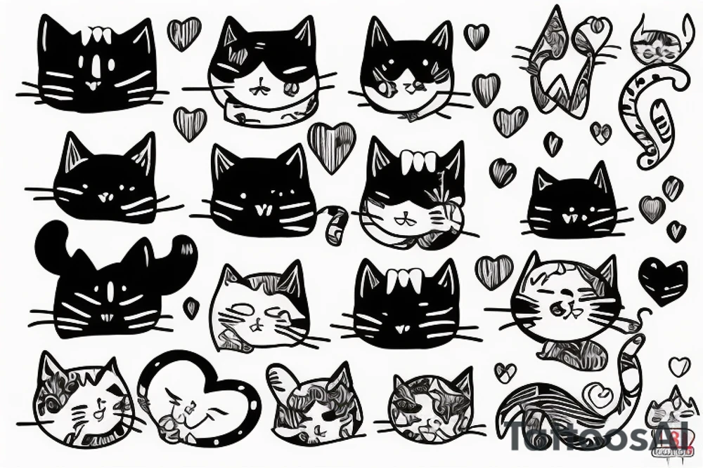 2 cats in love tattoo idea