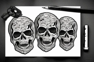 a melting skull with fangs tattoo idea