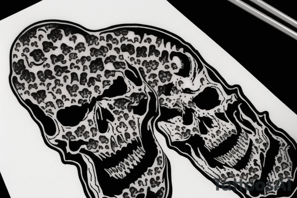 a melting skull with fangs tattoo idea