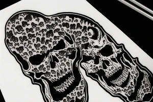 a melting skull with fangs tattoo idea
