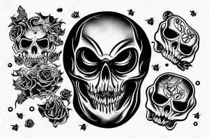 a melting skull with fangs tattoo idea