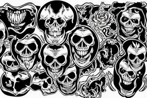 a melting skull with fangs tattoo idea