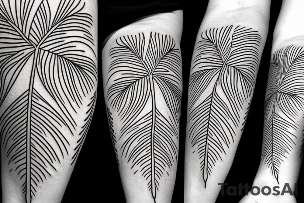 geometry palmtree leaves tattoo idea