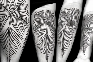 geometry palmtree leaves tattoo idea