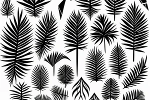 geometry palmtree leaves tattoo idea