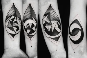 triangle leaves shapes sun moon clouds rain tattoo idea