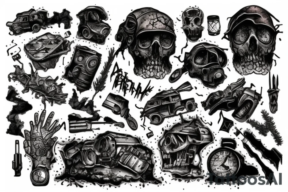 post apocalyptic landscape tattoo idea