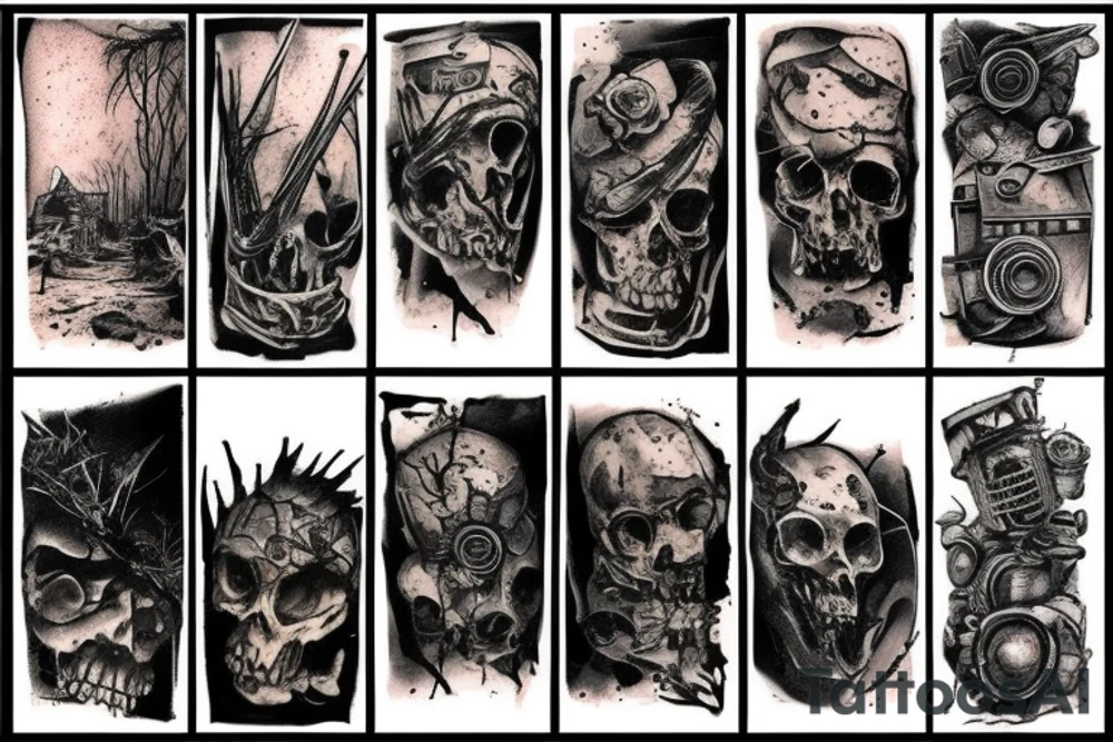 post apocalyptic landscape tattoo idea