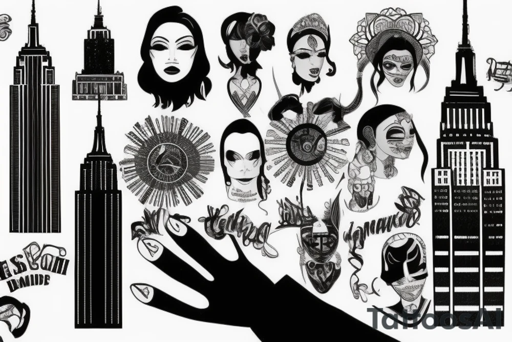 empire state building head tattoo idea