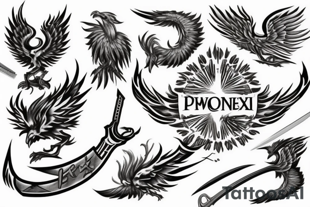 Phoenix, sword tattoo idea