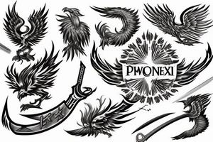 Phoenix, sword tattoo idea