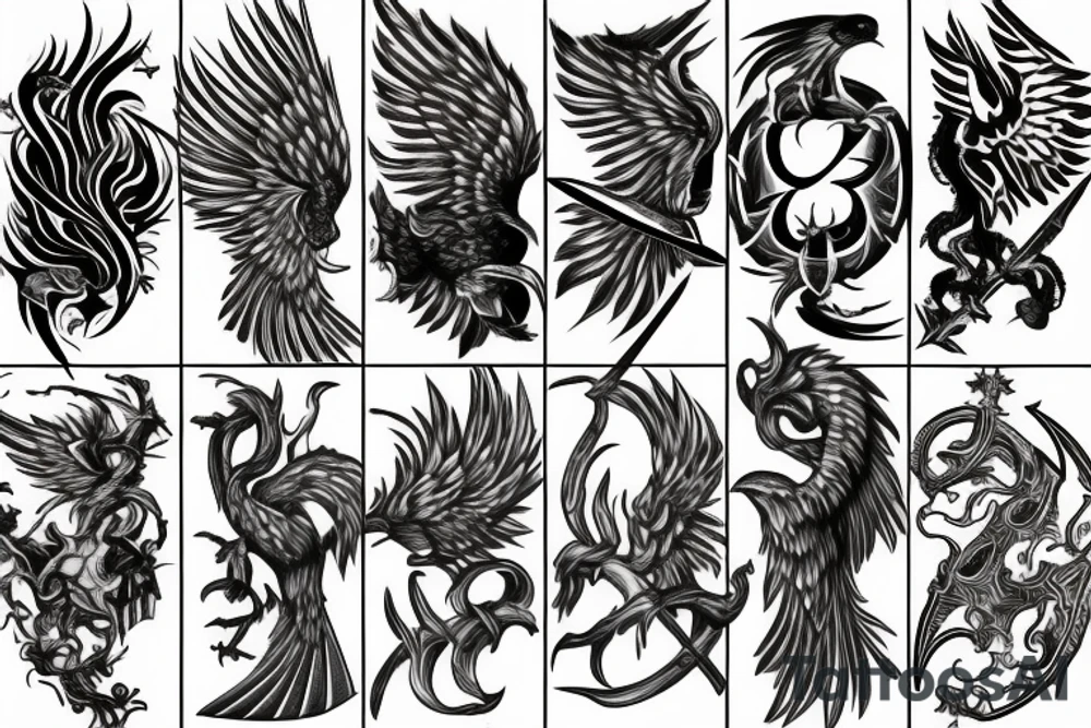 Phoenix, sword tattoo idea