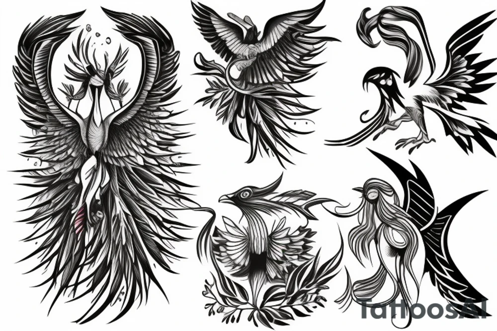 phoenix on a shoulder and arm tattoo idea