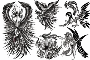 phoenix on a shoulder and arm tattoo idea