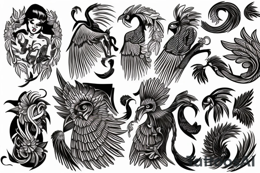 phoenix on a shoulder and arm tattoo idea
