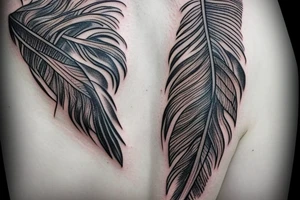 feathers on shoulder and arm tattoo idea